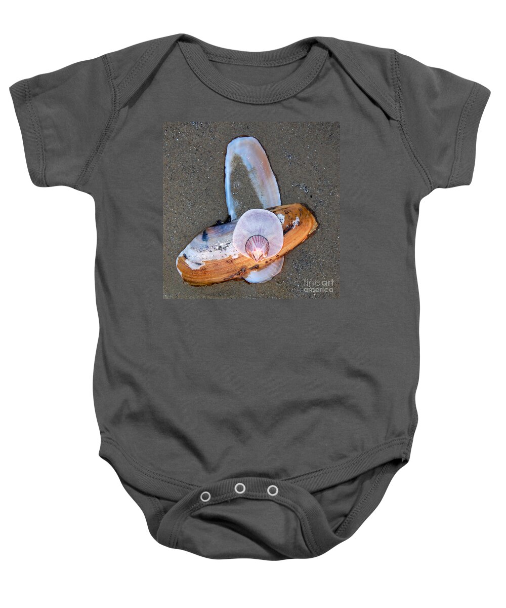 Barnacle Baby Onesie featuring the photograph Attached Marine Life by Debra Thompson