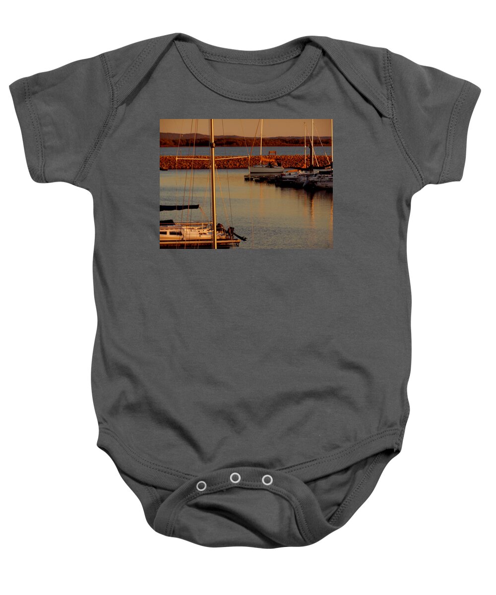 Autumn Baby Onesie featuring the photograph Autumn Harbor by Wild Thing