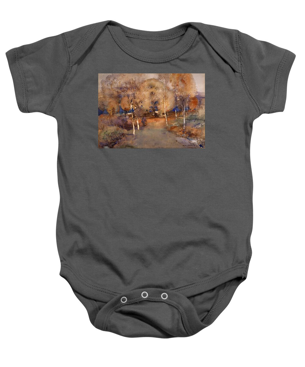 Autumnal Baby Onesie featuring the painting Autumn Loch Lomond, 1893 by Arthur Melville