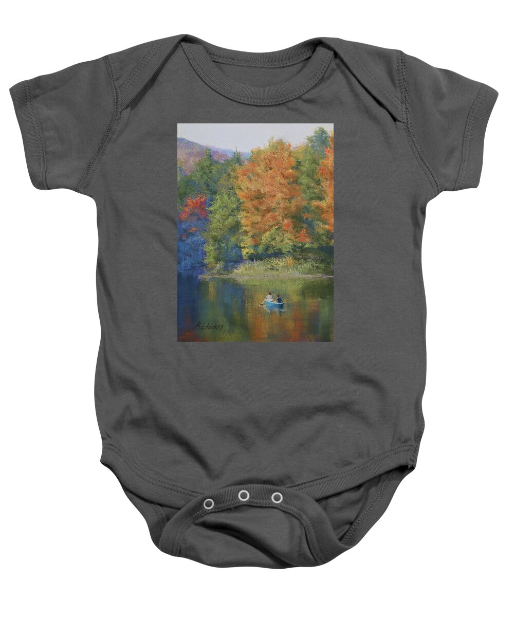 Autumn Baby Onesie featuring the pastel Autumn on the Lake by Marna Edwards Flavell
