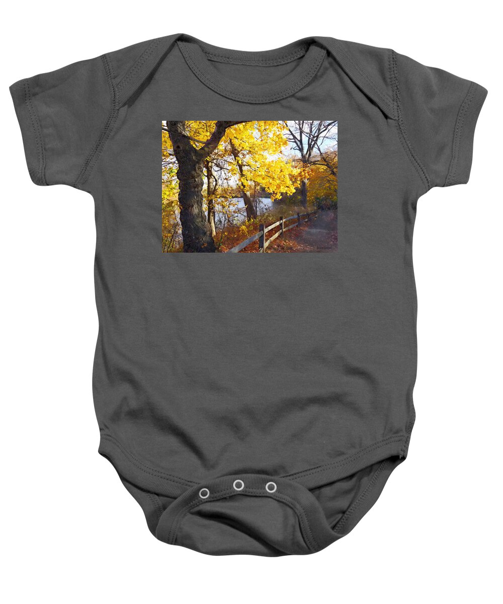 Autumn Baby Onesie featuring the photograph Autumn Path in the Park by Susan Savad