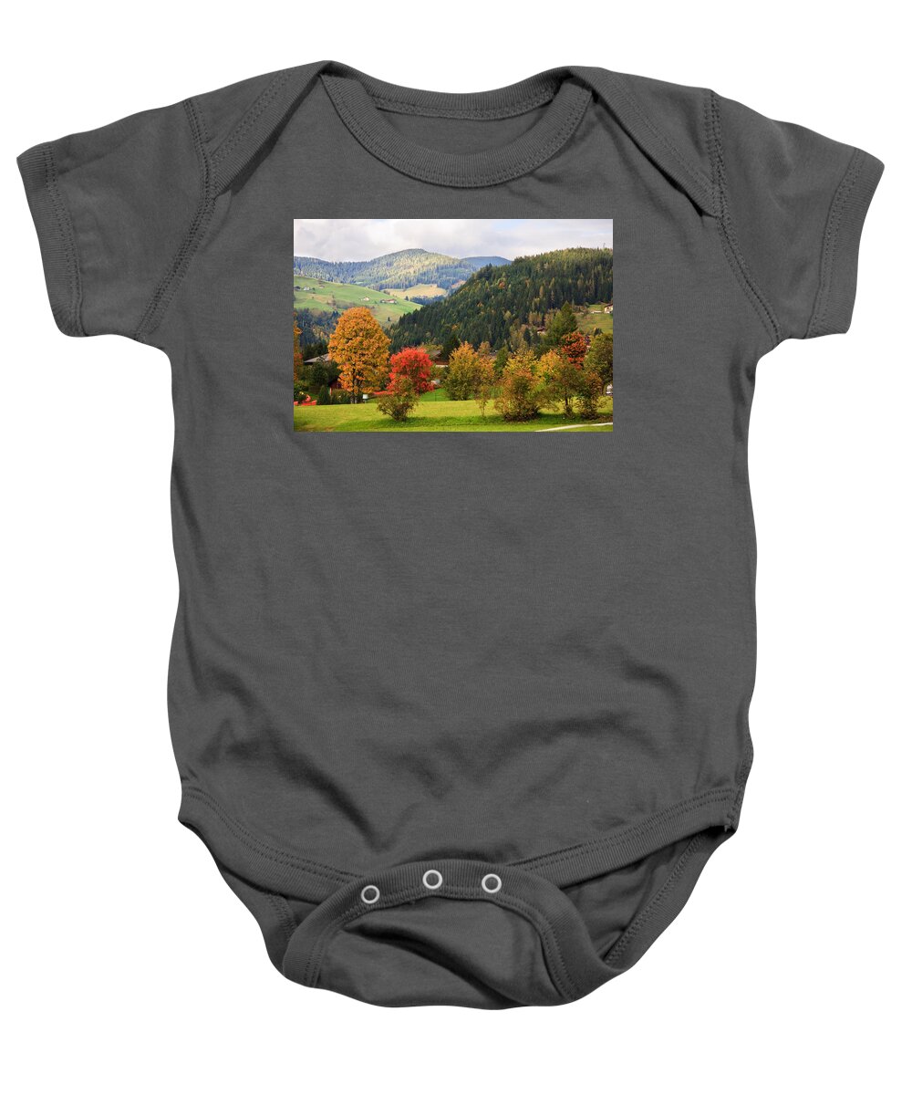 Autumn Baby Onesie featuring the photograph Autumnal colours in Austria by Sue Leonard