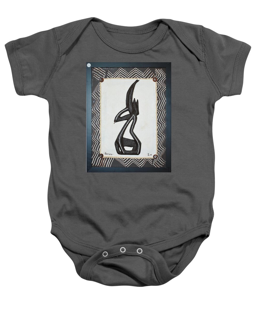 Mixed Media Baby Onesie featuring the painting Bamana by Karen Buford