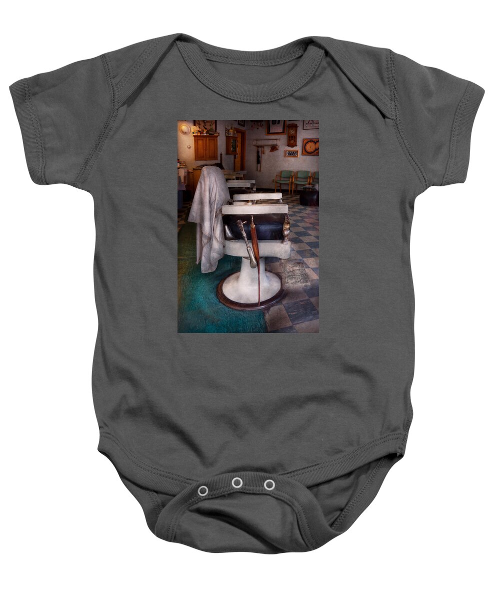 Barber Baby Onesie featuring the photograph Barber - Frenchtown NJ - We have some free seats by Mike Savad