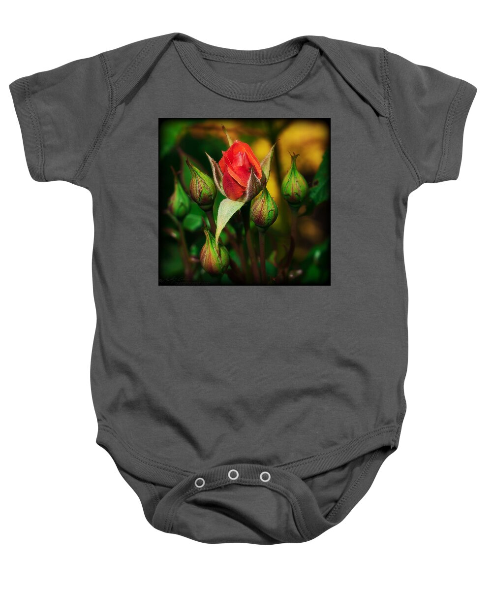 Rose Baby Onesie featuring the photograph Basic Rosebud by B Cash