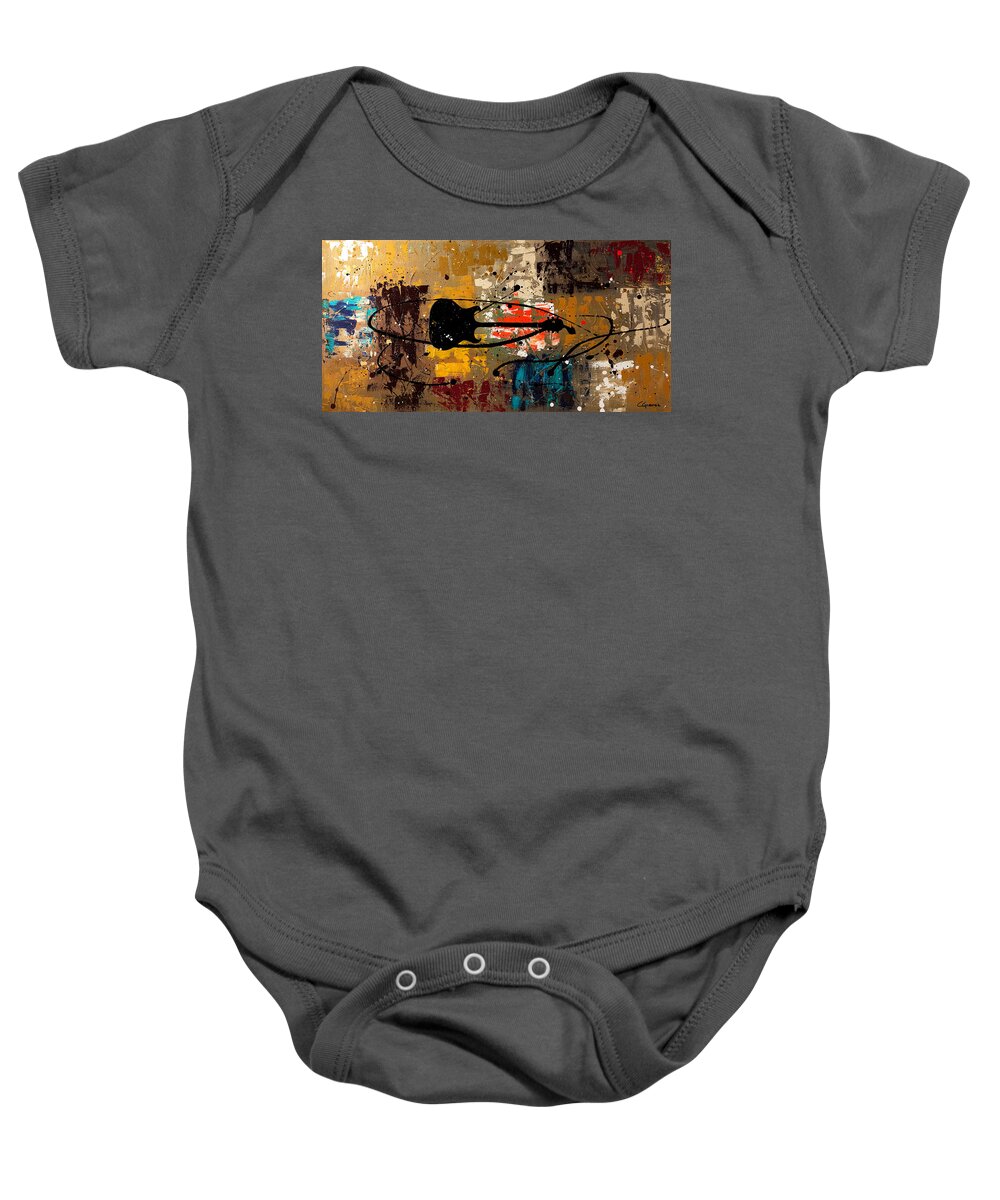 Music Abstract Art Baby Onesie featuring the painting Be a Rock Star by Carmen Guedez