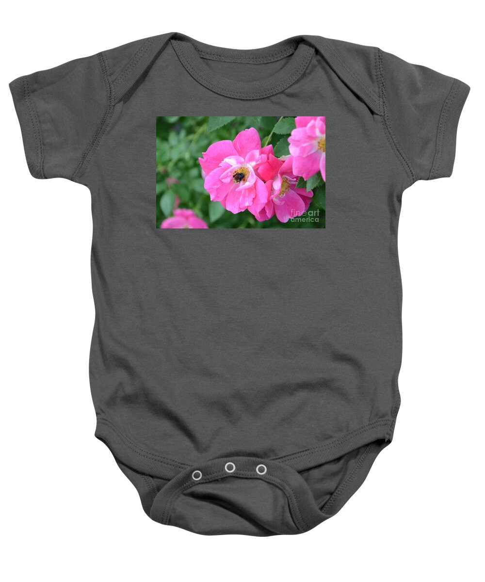 Bee Baby Onesie featuring the photograph Bee Rosy by Laurel Best