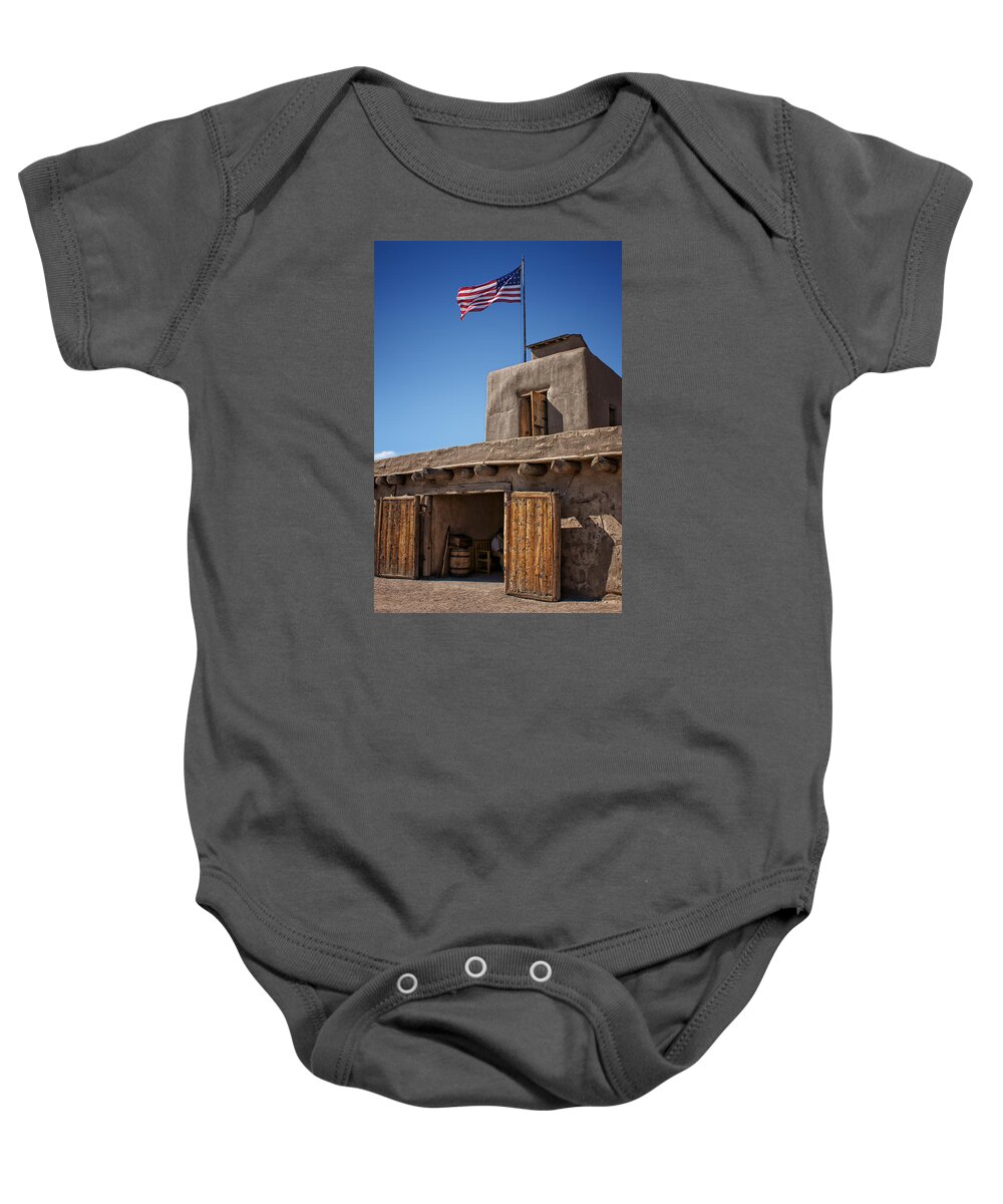 Flag Baby Onesie featuring the photograph Bent's Old Fort Flag by Nikolyn McDonald