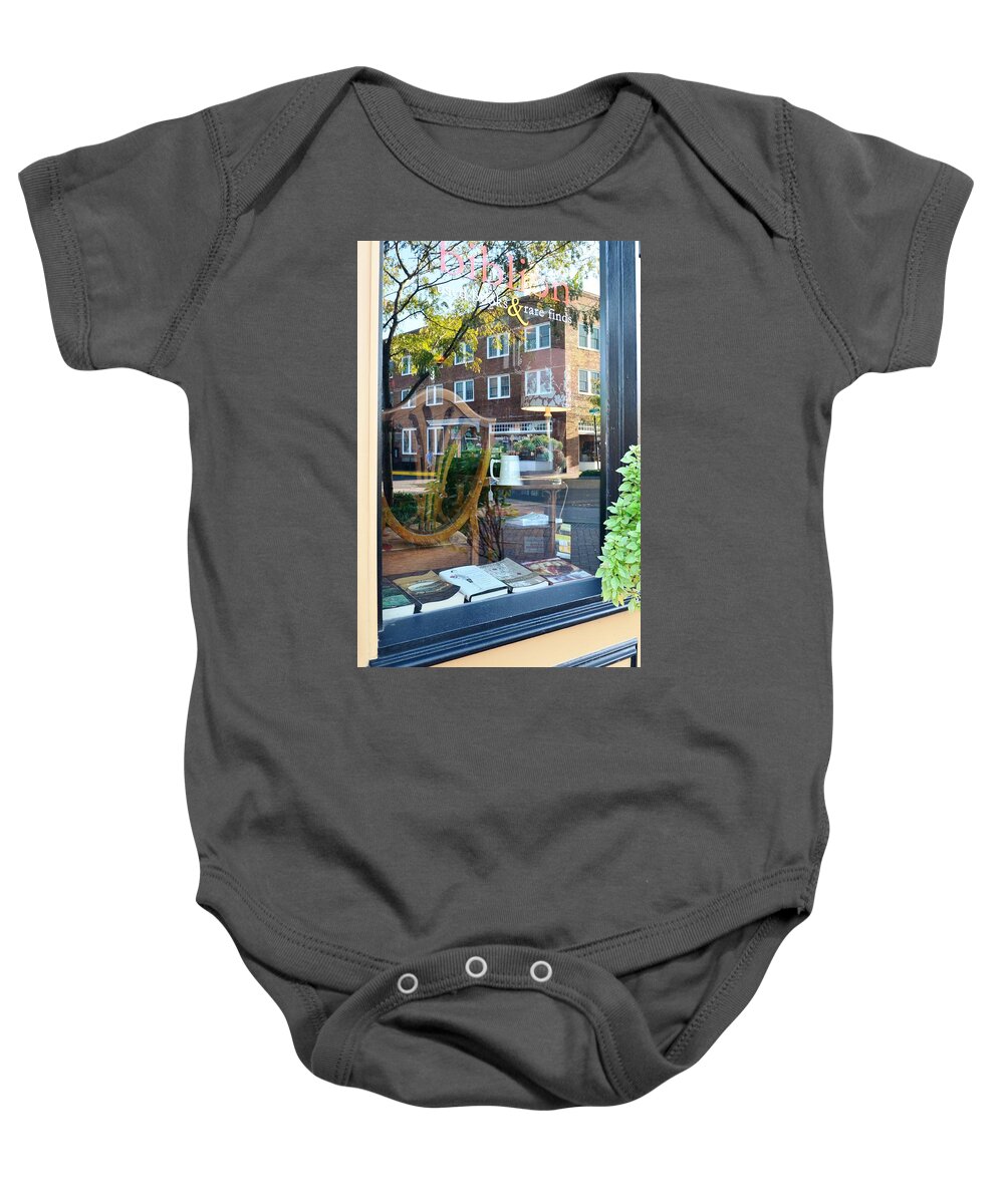 Lewes Baby Onesie featuring the photograph Biblion Used Books Reflections 4 - Lewes Delaware by Kim Bemis