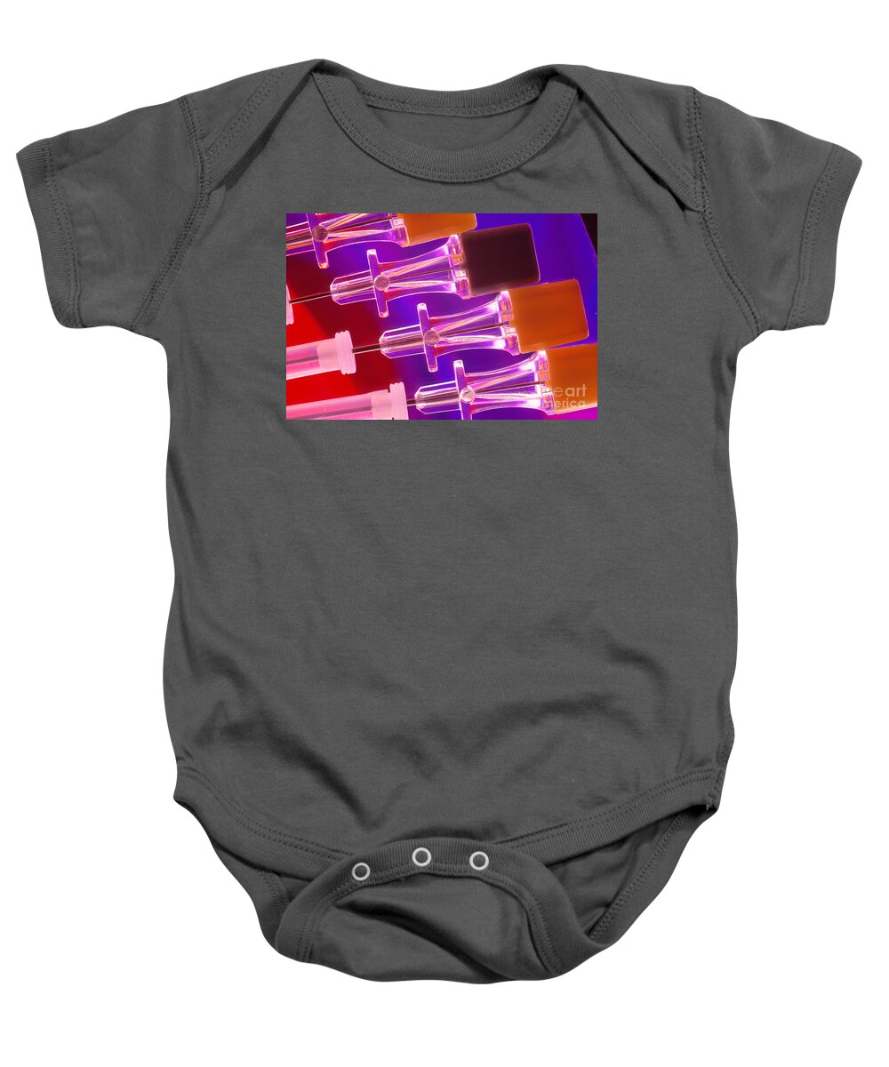 Biopsy Baby Onesie featuring the photograph Biopsy Needles by Charlotte Raymond
