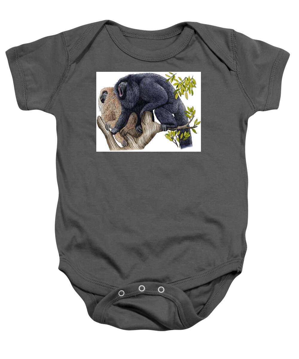 Illustration Baby Onesie featuring the photograph Black Howler Monkeys by Roger Hall