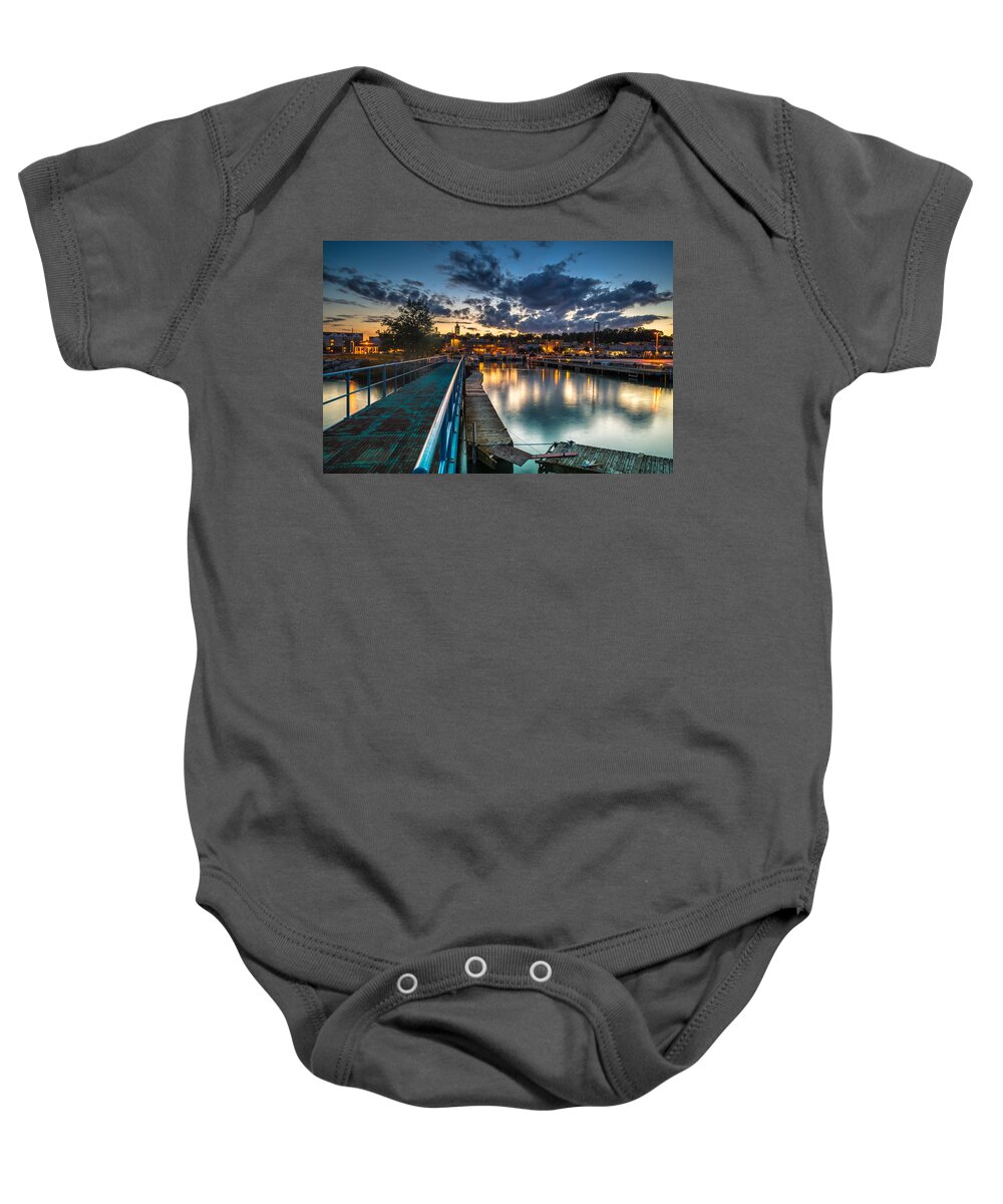 Sunset Baby Onesie featuring the photograph Blue Bridge by James Meyer