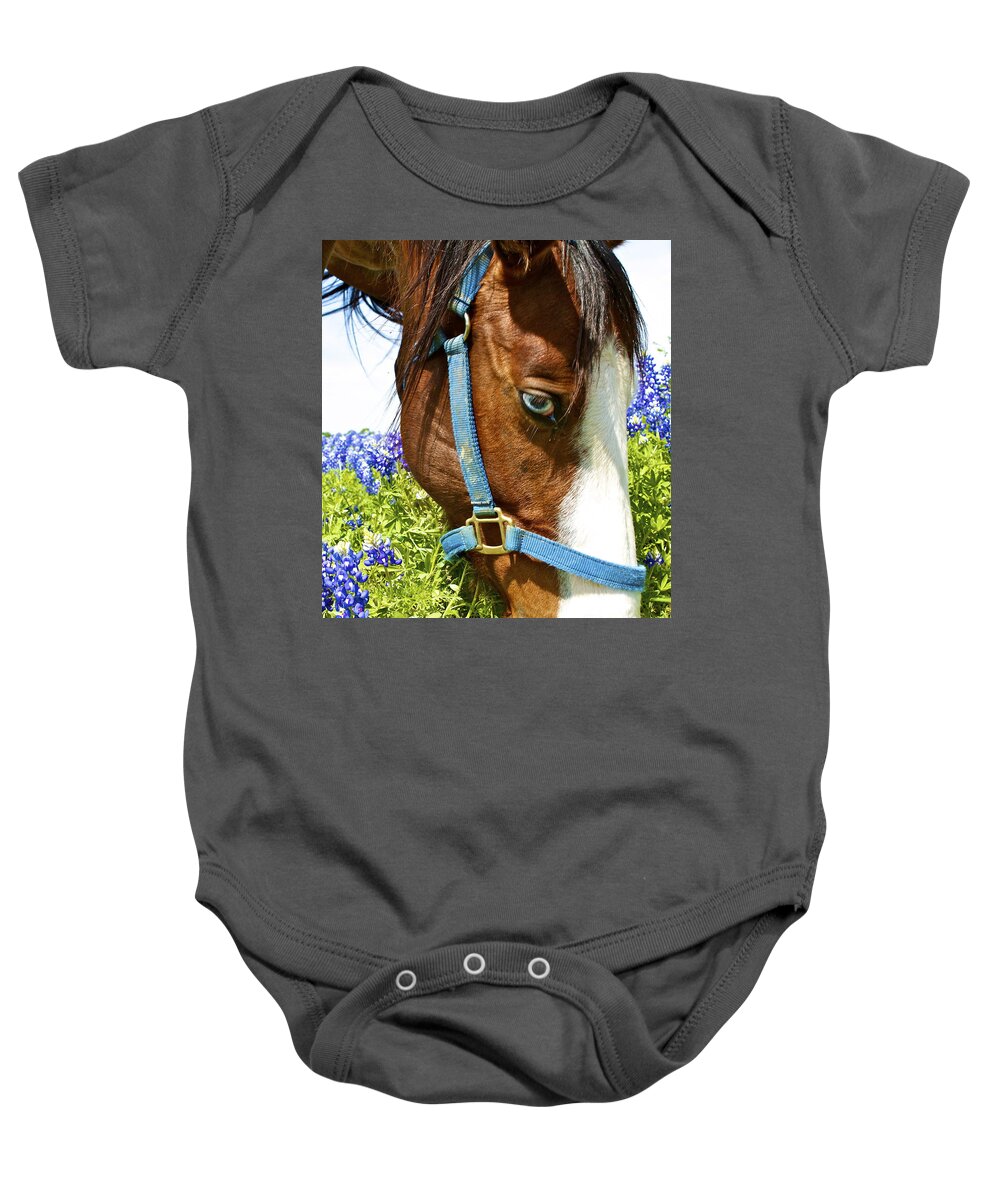 Horse Baby Onesie featuring the photograph Blue Eyes by John Babis