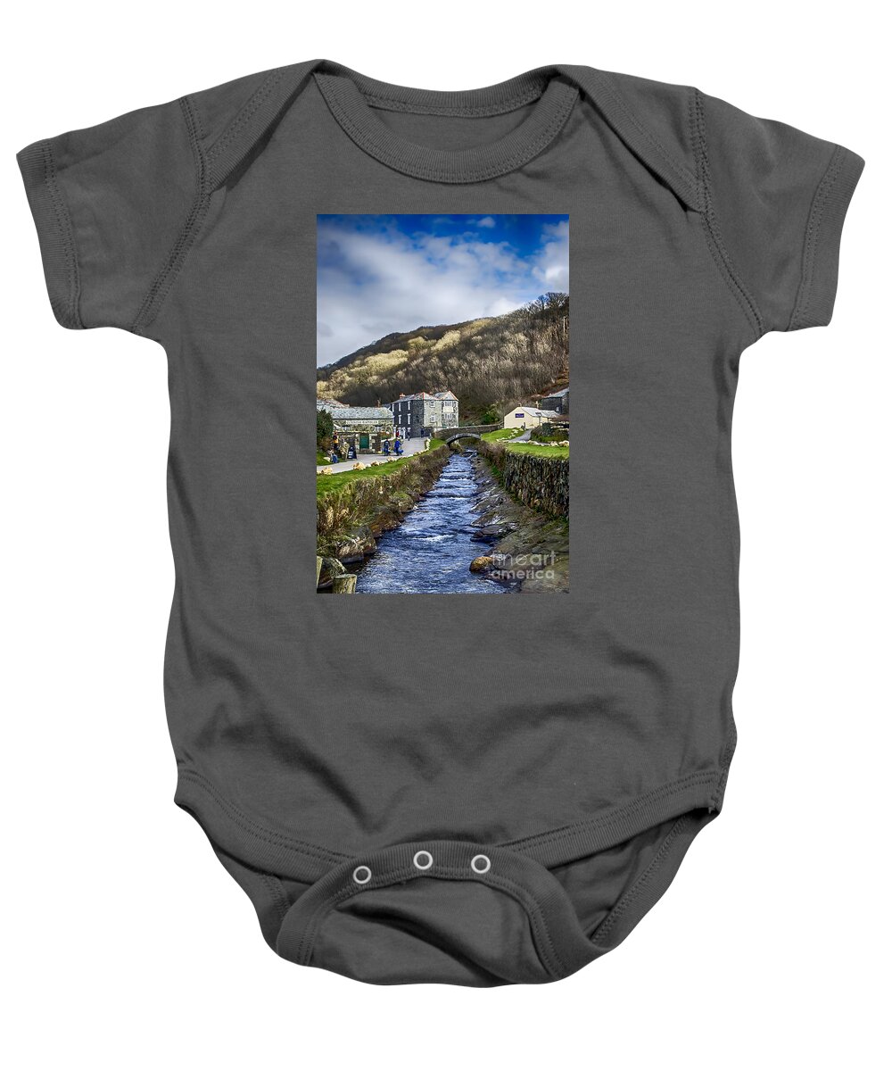 Boscastle Harbour Baby Onesie featuring the photograph Boscastle Cornwall by Chris Thaxter