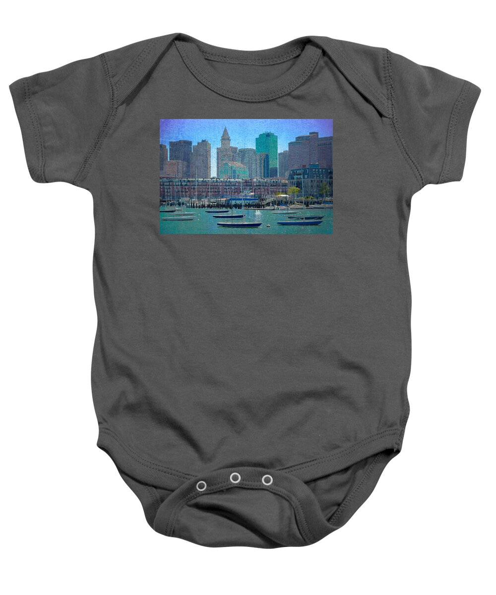 Boston Baby Onesie featuring the photograph Boston Harbor Sailboats by James Meyer