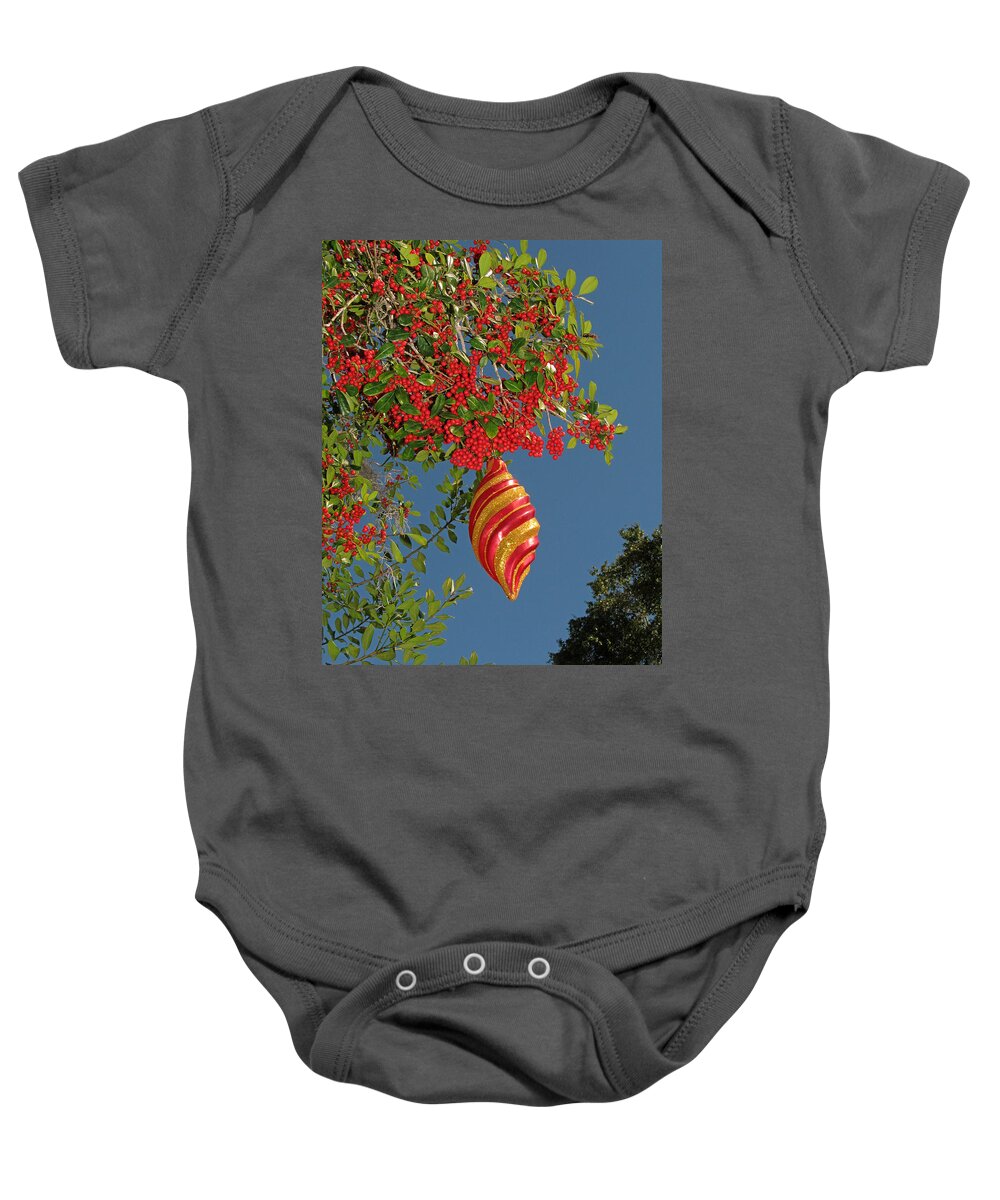 Nature Baby Onesie featuring the photograph Boughs of Holly by Peggy Urban