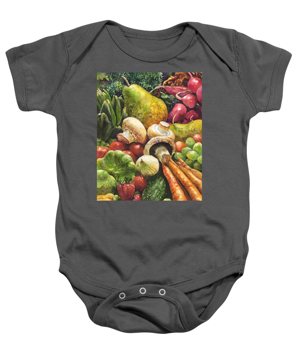 Vegetables Painting Baby Onesie featuring the painting Bountiful by Anne Gifford
