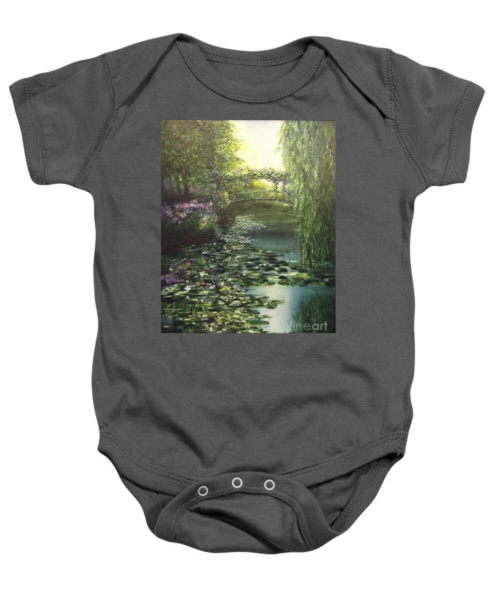 Impressionist Baby Onesie featuring the painting Bridge at Giverny by Lizzy Forrester
