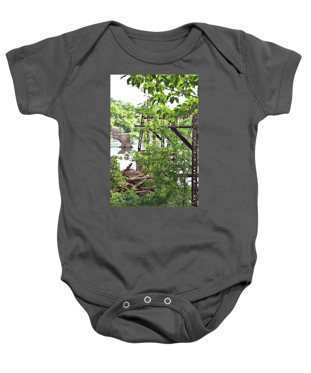 8696 Baby Onesie featuring the photograph Bridge Remnants by Gordon Elwell