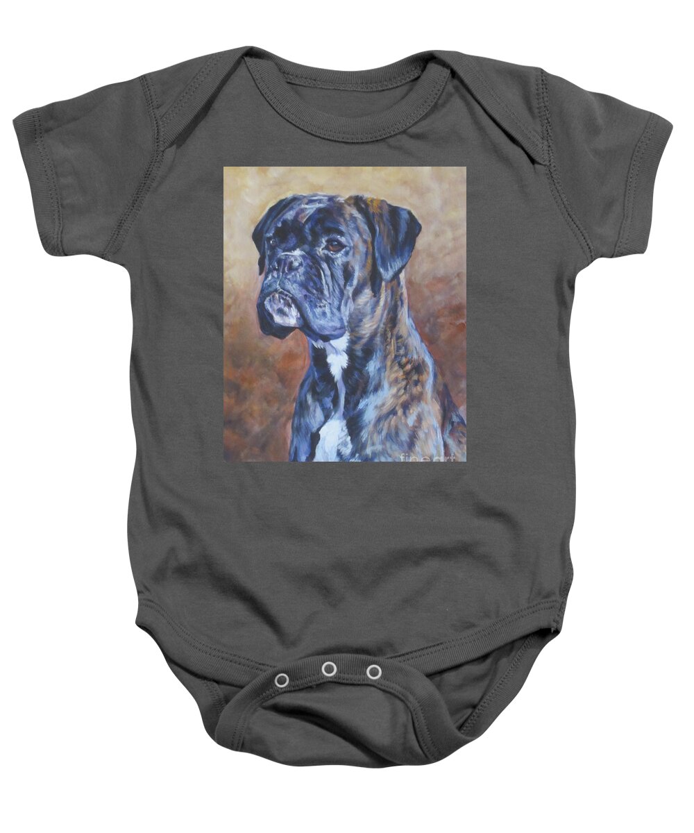 Boxer Baby Onesie featuring the painting Brindle Boxer by Lee Ann Shepard