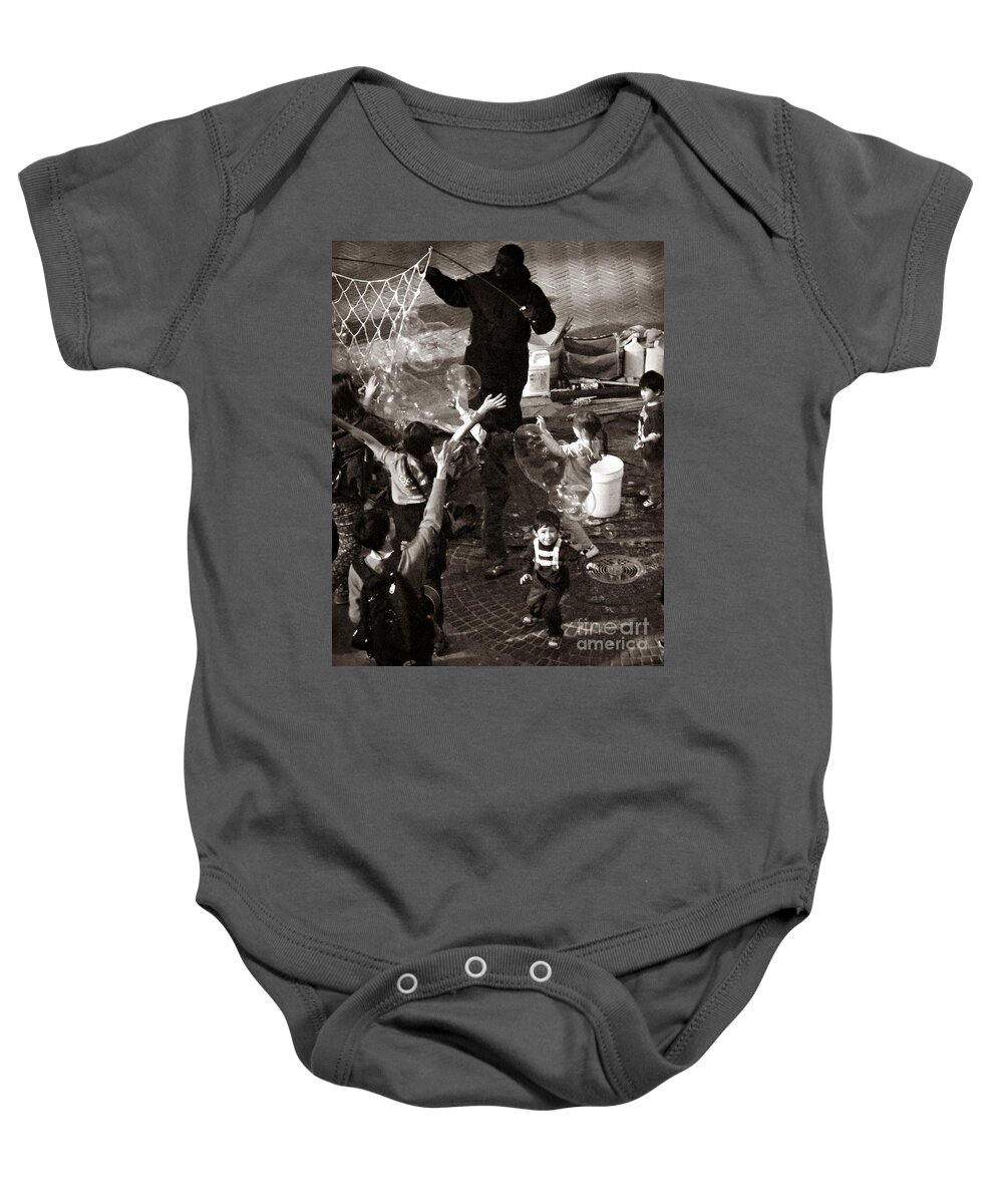 Central Park Baby Onesie featuring the photograph Bubbles and Kids - Central Park Sunday by Miriam Danar