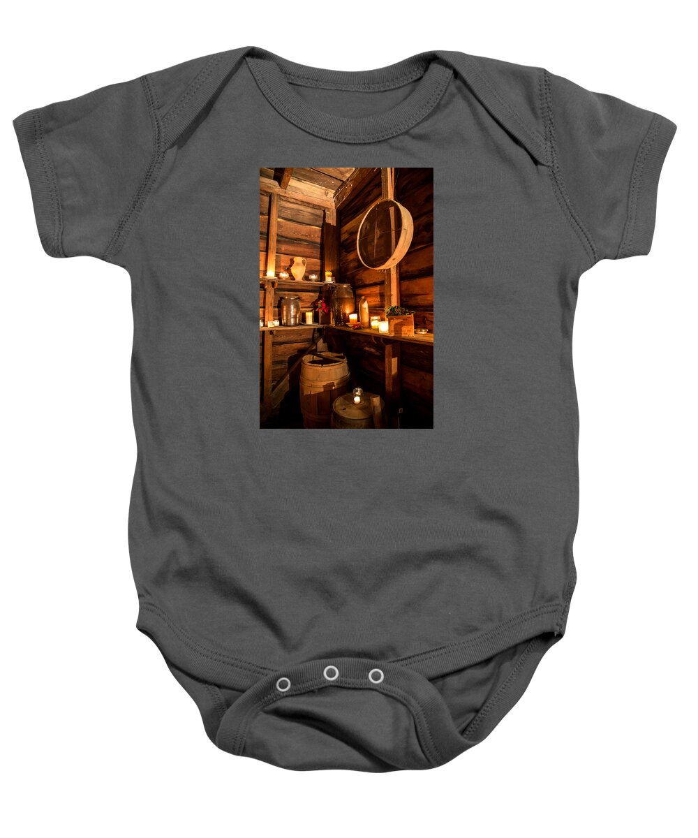 Old Baby Onesie featuring the photograph Buff Kitchen-5 by Charles Hite