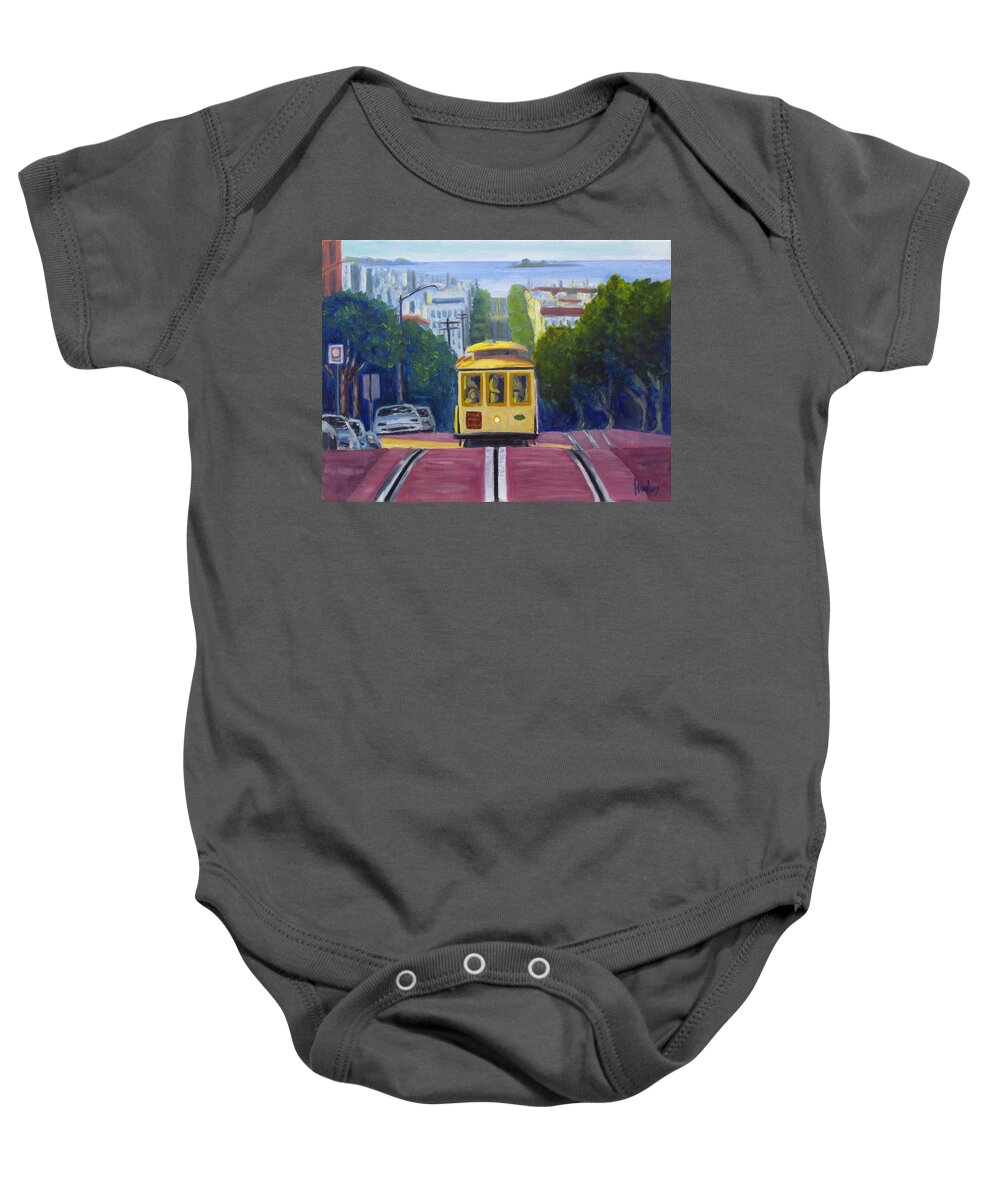 Cable Car Baby Onesie featuring the painting Cable Car by Kevin Hughes
