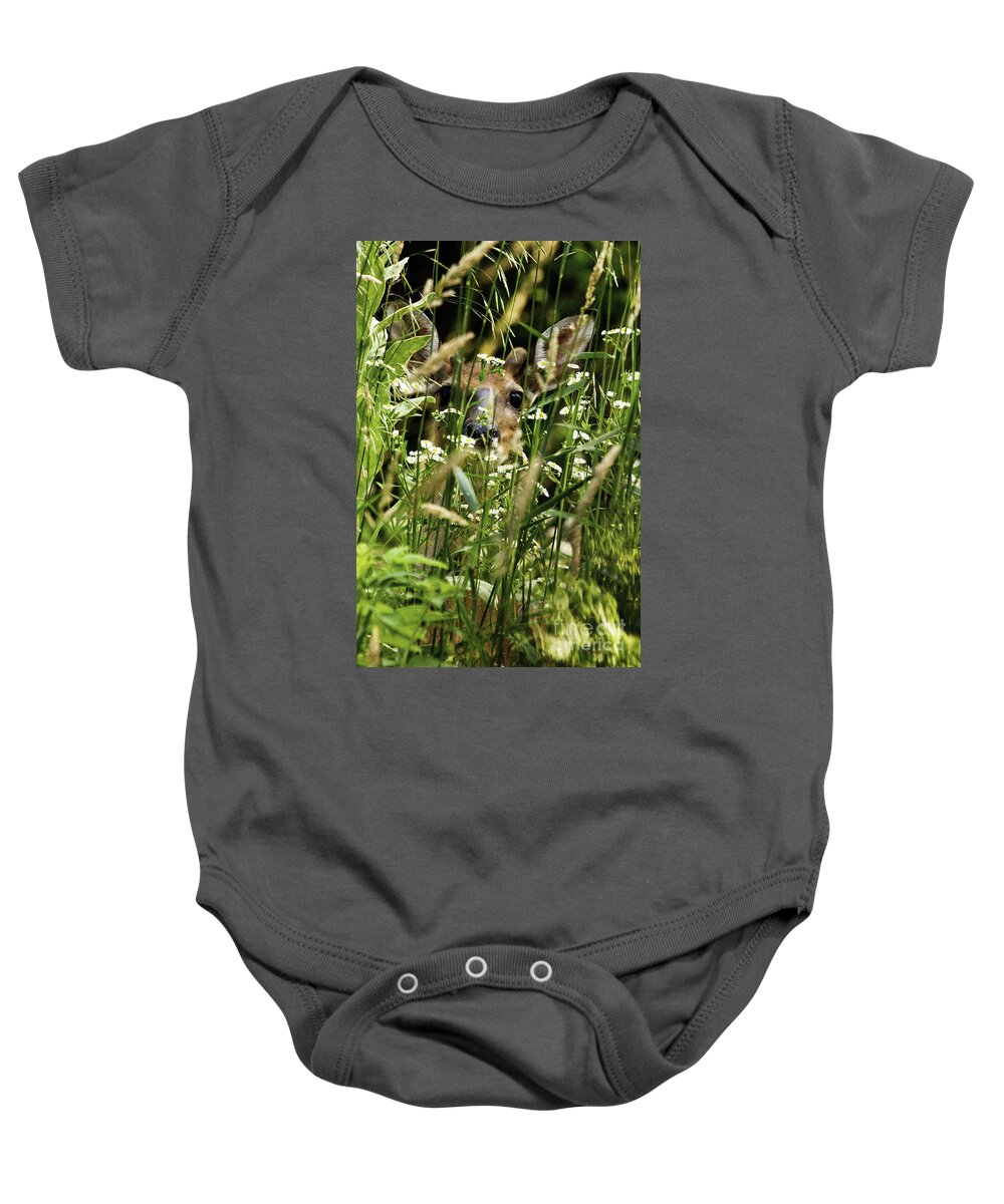 White Tail Deer Baby Onesie featuring the photograph Can you see Me by Jan Killian