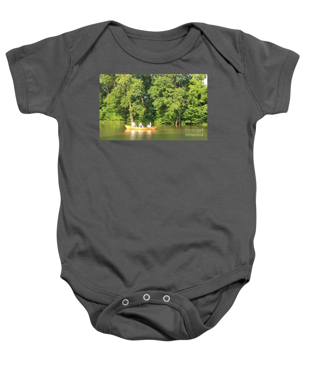  Baby Onesie featuring the photograph Canoe for three by Nora Boghossian