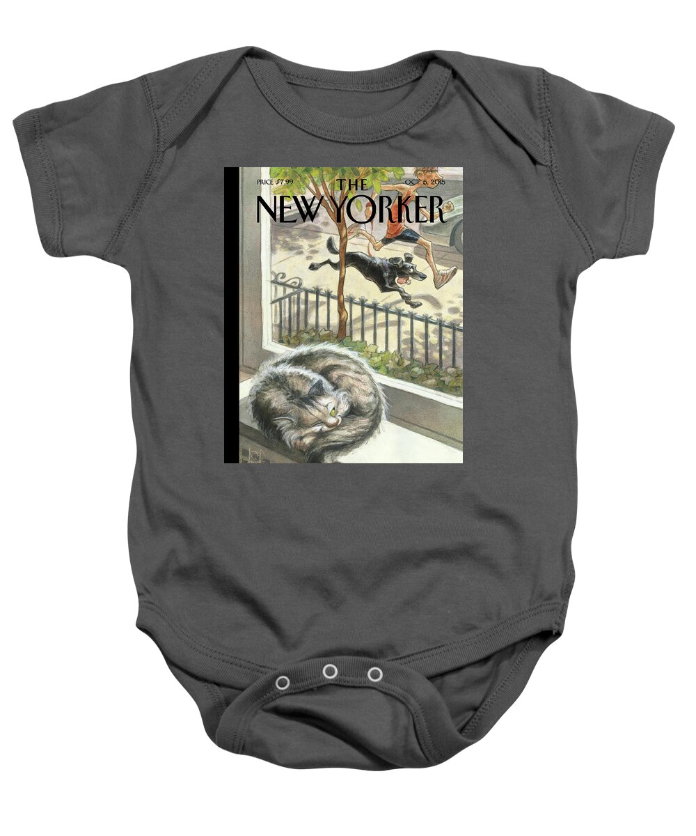 Cat Baby Onesie featuring the painting Catnap by Peter de Seve
