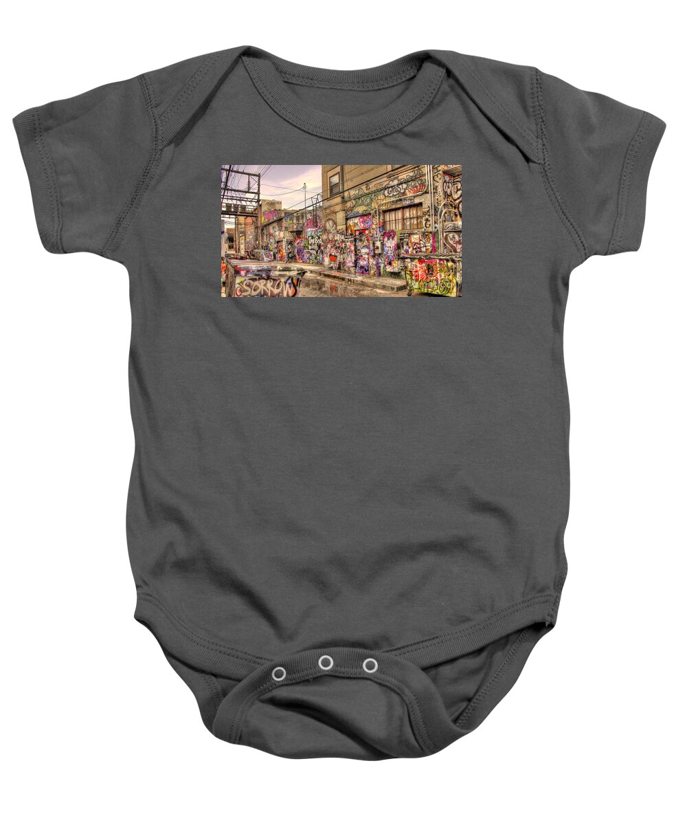 Graffiti Baby Onesie featuring the photograph Caution Wet Paint by Anthony Wilkening