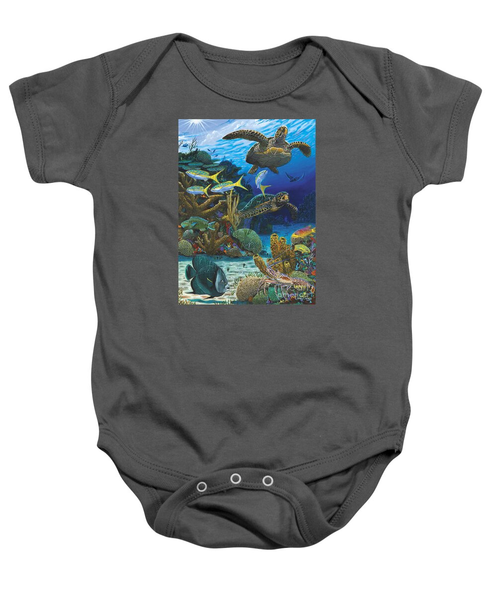Turtle Baby Onesie featuring the painting Cayman Turtles Re0010 by Carey Chen