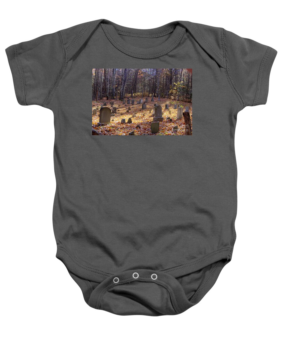 Cemetery Baby Onesie featuring the photograph Cemetery 1 by Crystal Nederman