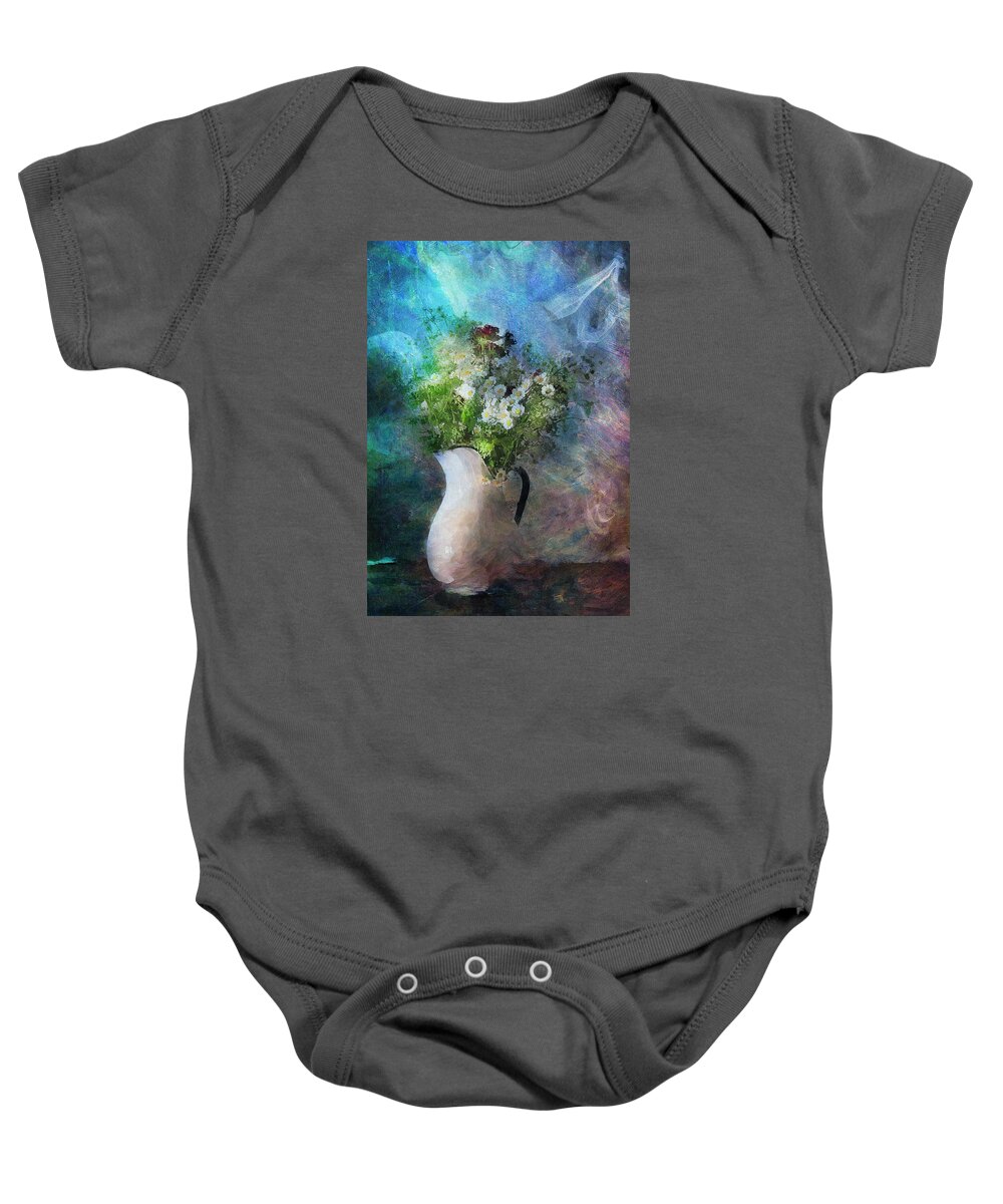 Floral Still Life Baby Onesie featuring the painting Cherished Rose From Summer by Georgiana Romanovna