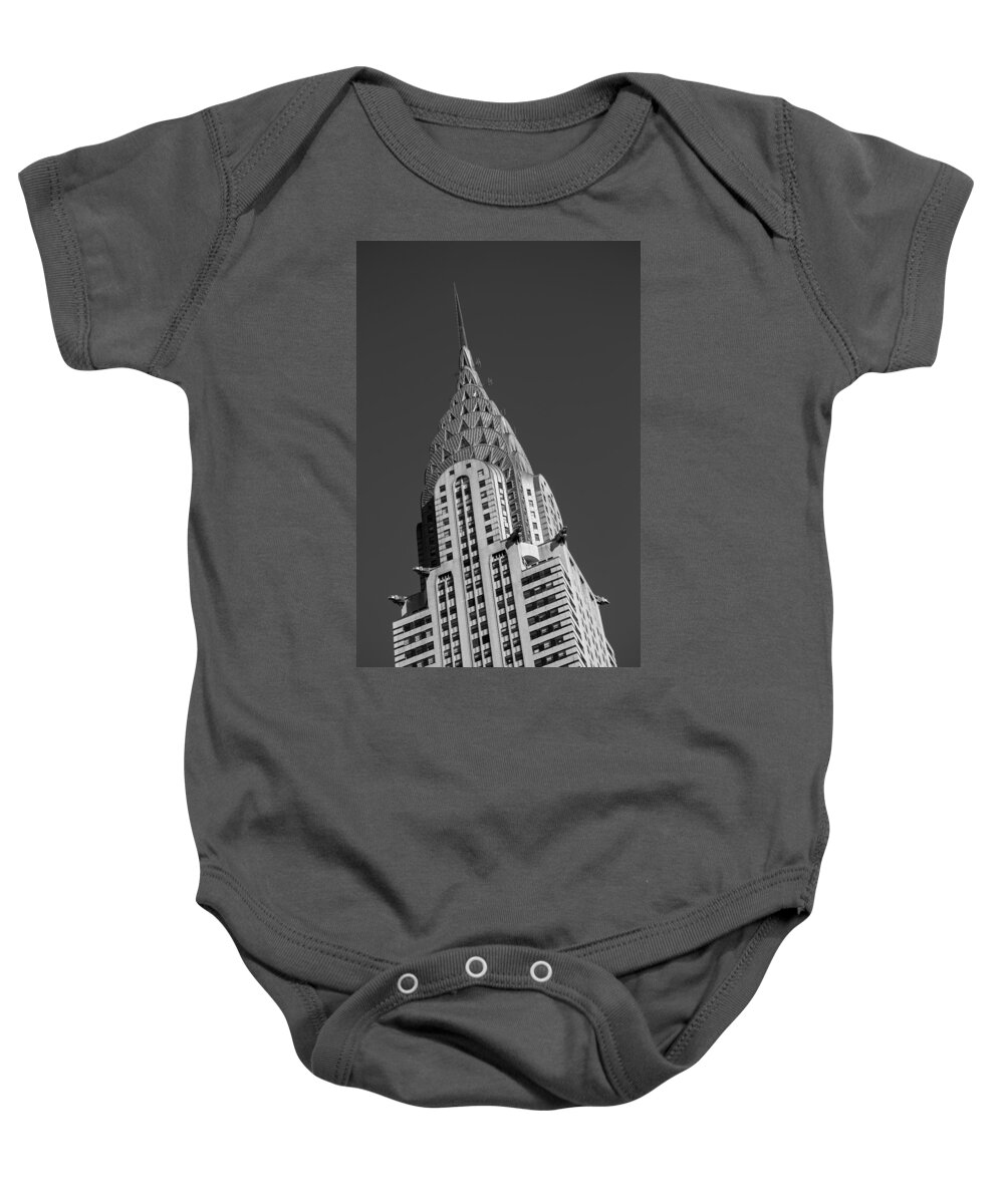 Chrysler Building Baby Onesie featuring the photograph Chrysler Building BW by Susan Candelario