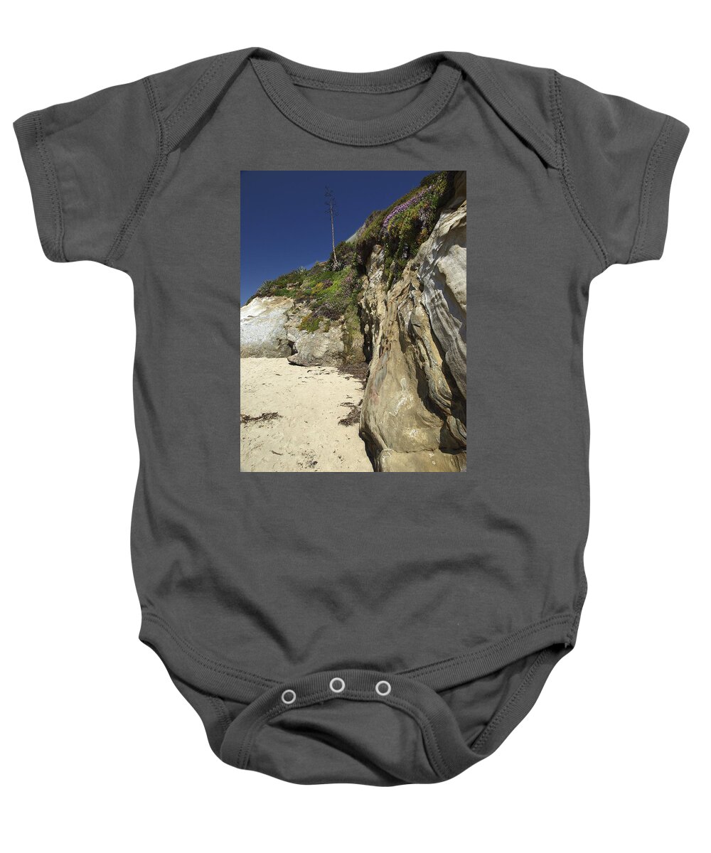 Beach Baby Onesie featuring the photograph Cliff at the Cove by Steve Ondrus