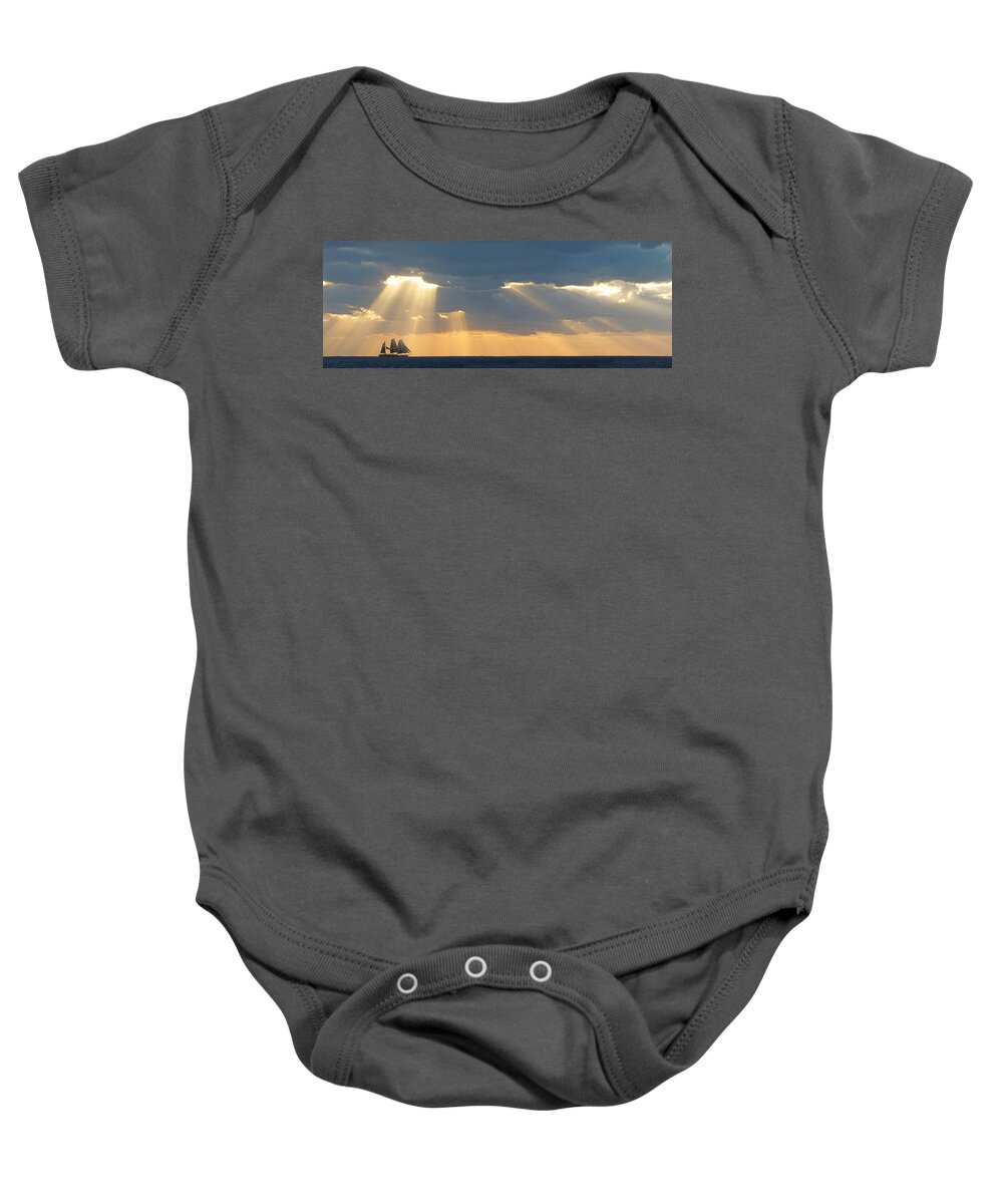 Duane Mccullough Baby Onesie featuring the photograph Clipper On The Ocean by Duane McCullough