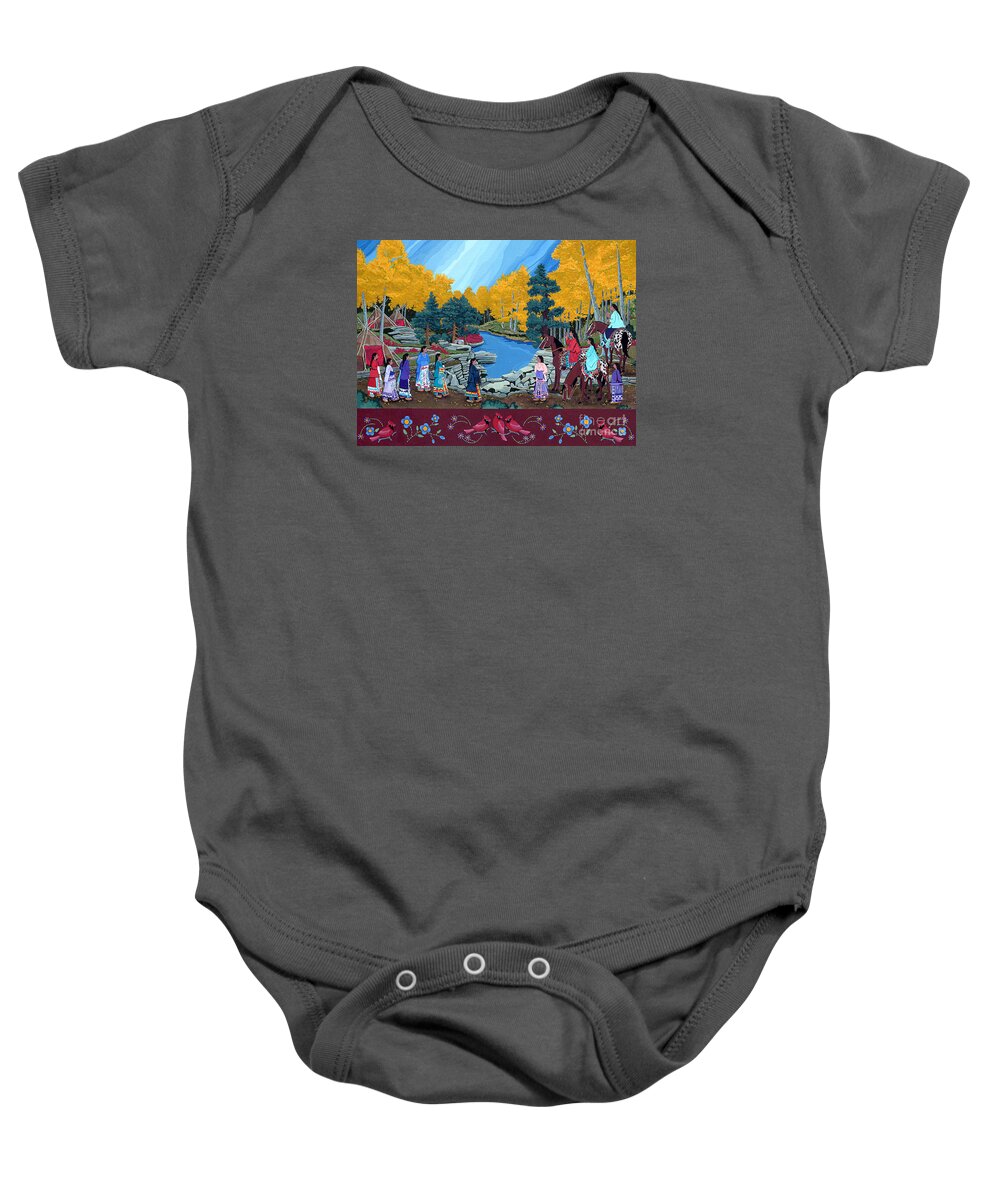America Baby Onesie featuring the painting Cloud Women at Thunderbird Mountain by Chholing Taha