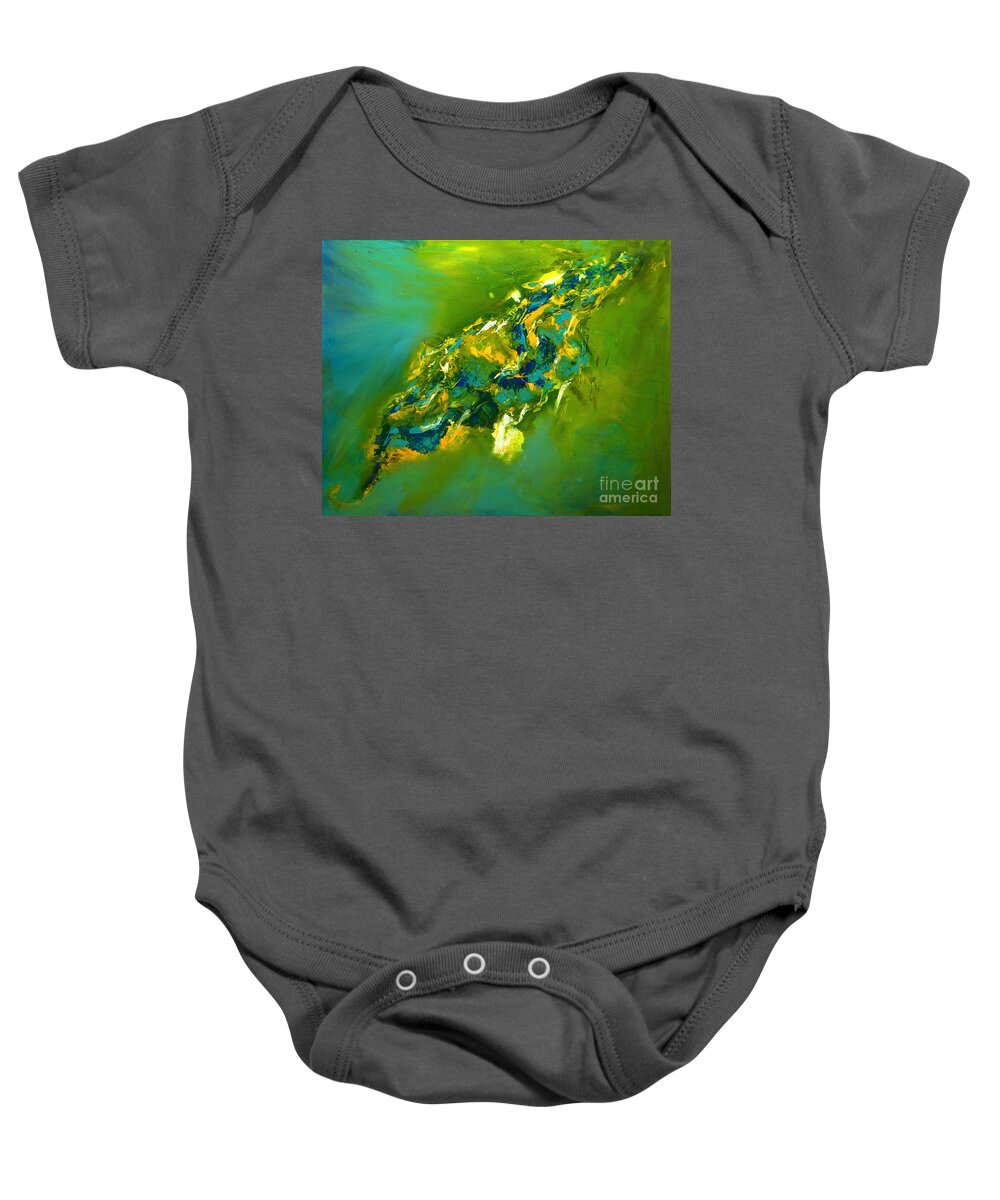 Swirl Baby Onesie featuring the painting Cold Shot by Preethi Mathialagan