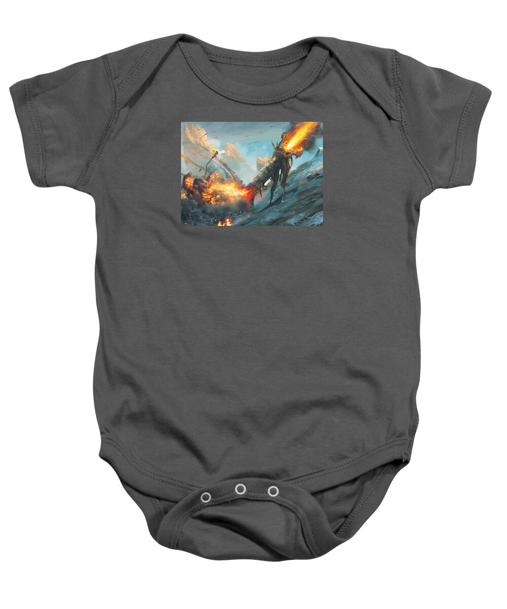 Magic Baby Onesie featuring the digital art Collateral Damage by Ryan Barger