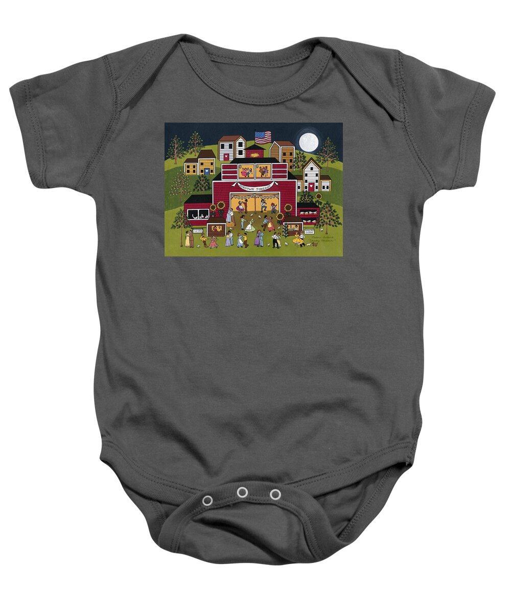 Folk Art Baby Onesie featuring the painting Country Hoedown by Medana Gabbard