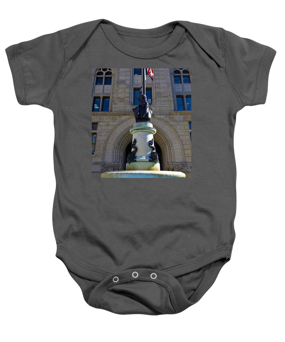 Parkersburg Baby Onesie featuring the photograph Courthouse Statue by Jonny D