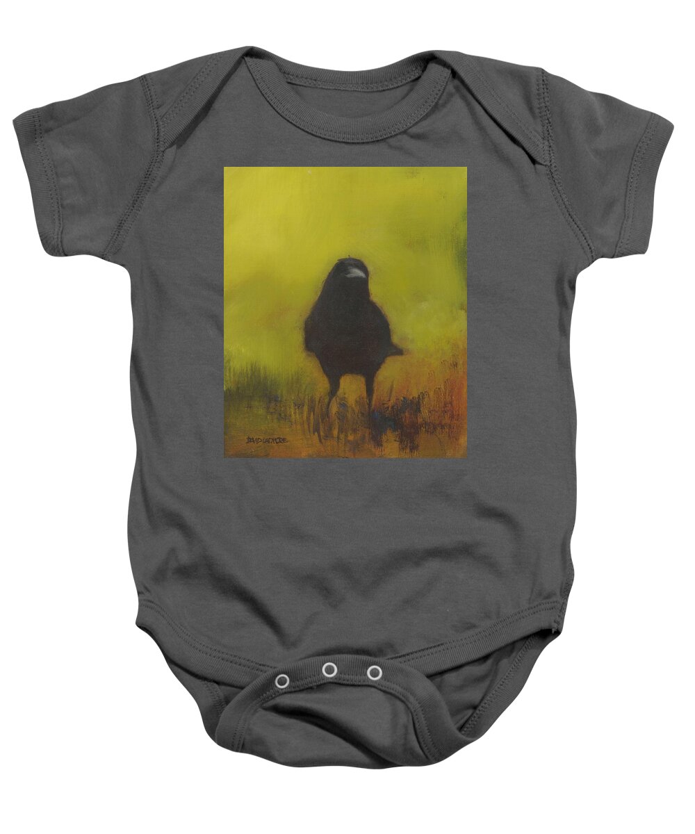 Crow Baby Onesie featuring the painting Crow 13 by David Ladmore