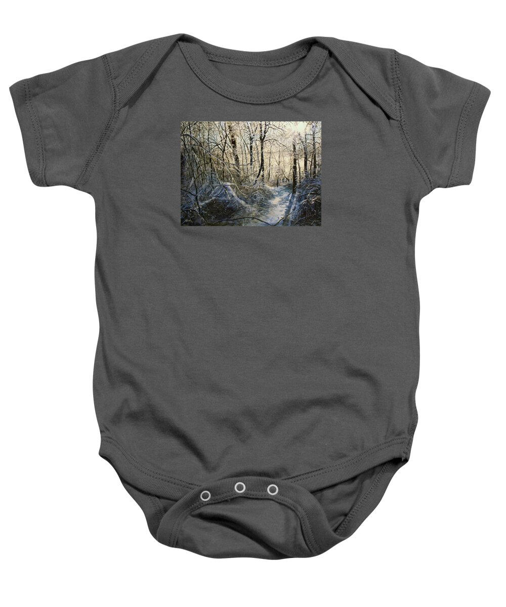 Winter Baby Onesie featuring the painting Crystal Path by William Brody