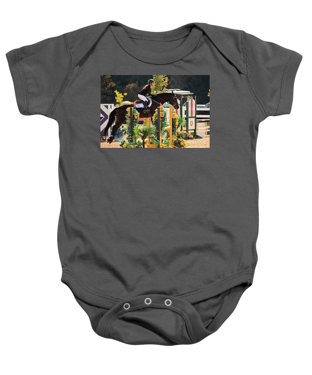 Horse Baby Onesie featuring the photograph Csjt-jumper63 by Janice Byer