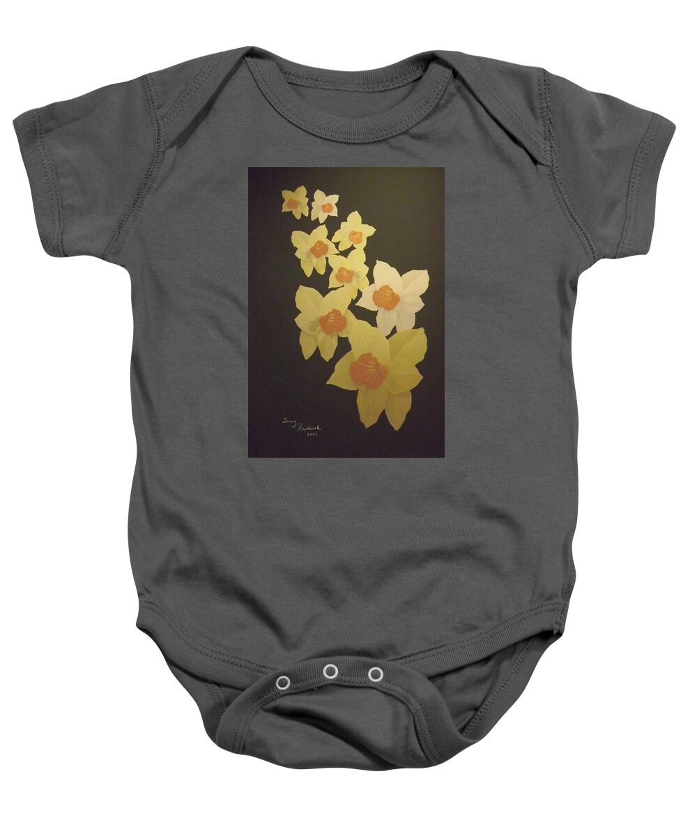 Flowers Baby Onesie featuring the digital art Daffodils by Terry Frederick