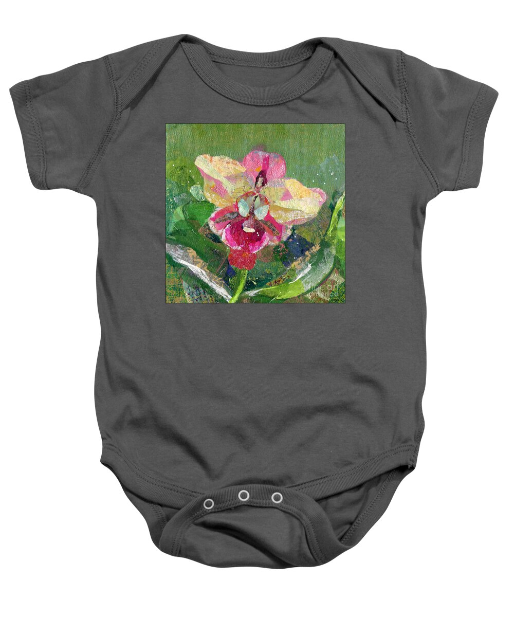 Flower Baby Onesie featuring the painting Dancing Orchid I by Shadia Derbyshire