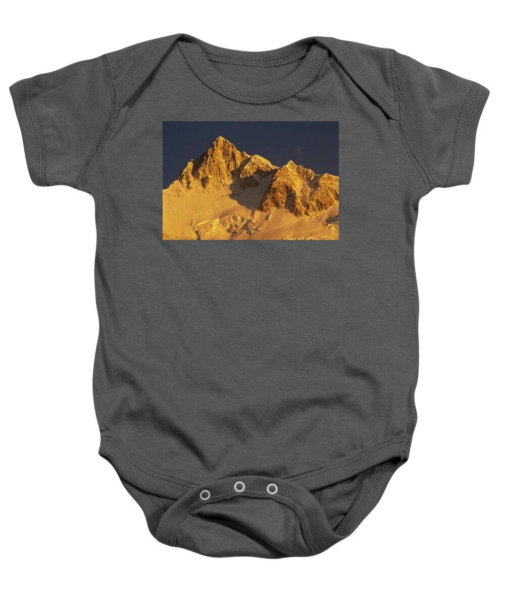 Feb0514 Baby Onesie featuring the photograph Dawn On Kangchenjunga Talung Face India by Colin Monteath