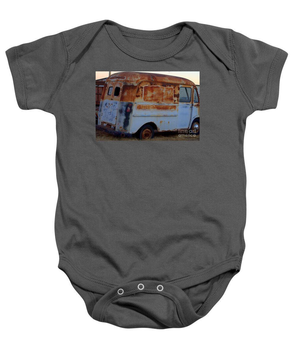 Rust Baby Onesie featuring the photograph Delivery Van by Anjanette Douglas
