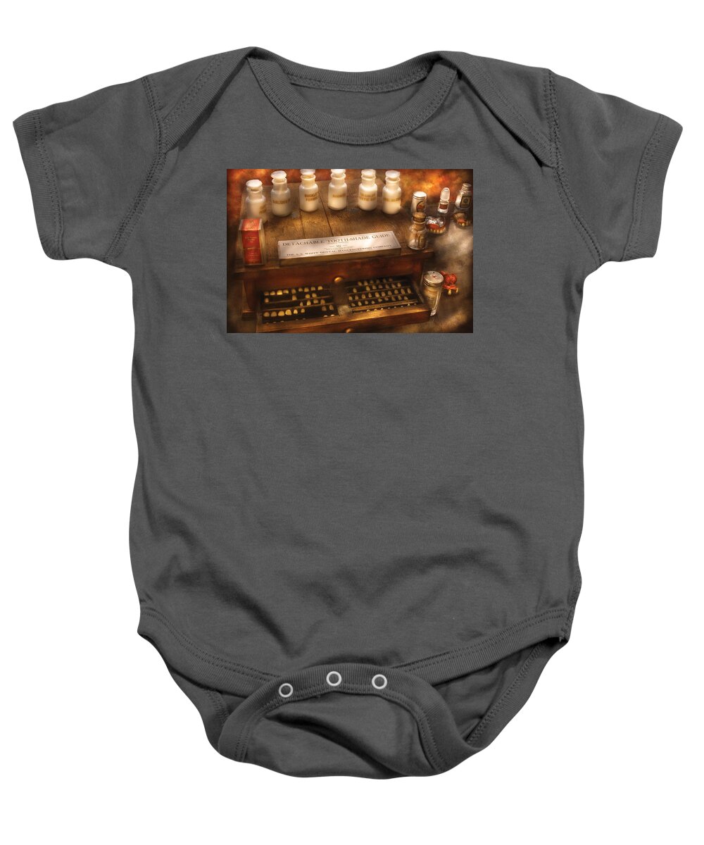 Dental Baby Onesie featuring the photograph Dentist - Detachable Tooth Shade Guide by Mike Savad